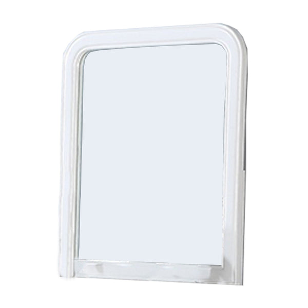 37 Inches Wooden Mirror with Curved Edges, White - BM232117