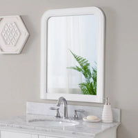 37 Inches Wooden Mirror with Curved Edges, White - BM232117