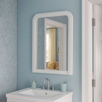 37 Inches Wooden Mirror with Curved Edges, White - BM232117