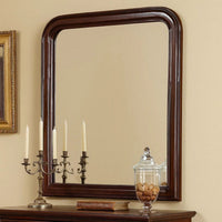 37 Inches Wooden Mirror with Curved Edges, Brown - BM232118