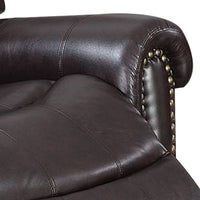 Nailhead Trim Leatherette Power Recliner, Brown - BM232138