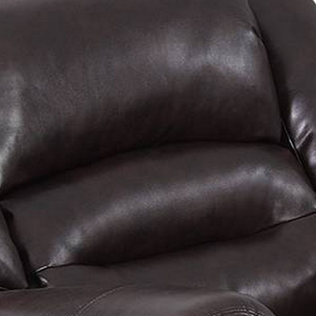 Nailhead Trim Leatherette Power Recliner, Brown - BM232138