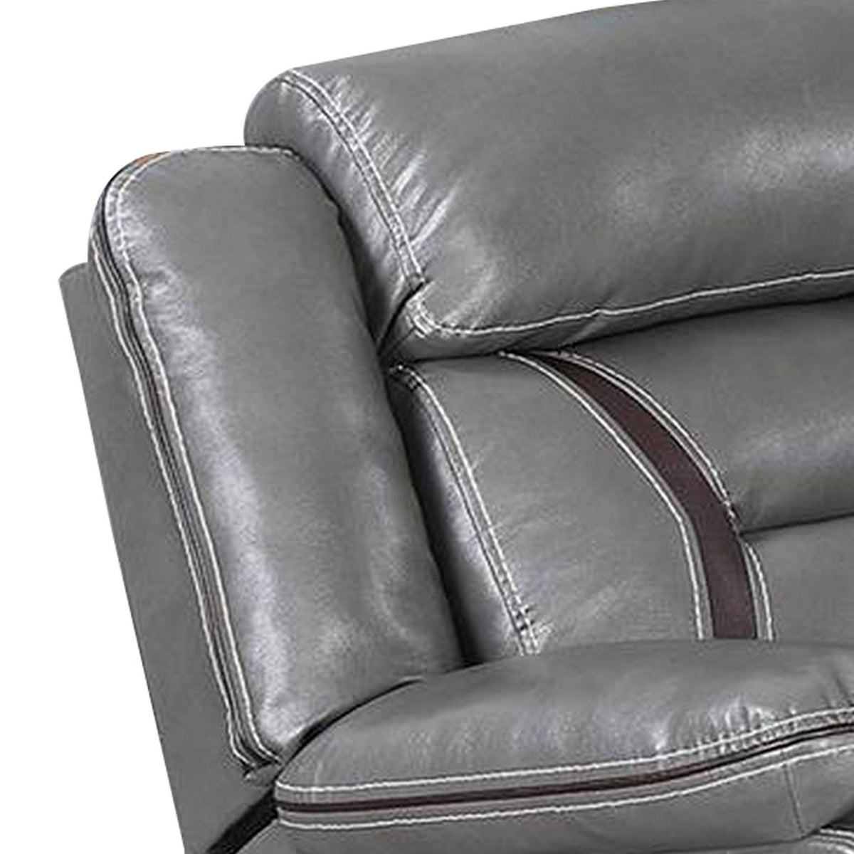 Leatherette Power Glider Recliner with USB Dock, Gray - BM232149
