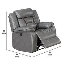 Leatherette Power Glider Recliner with USB Dock, Gray - BM232149