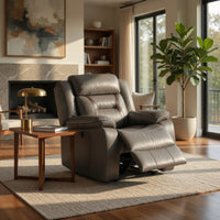 Leatherette Power Glider Recliner with USB Dock, Gray - BM232149
