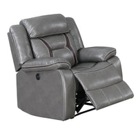 Leatherette Power Glider Recliner with USB Dock, Gray - BM232149