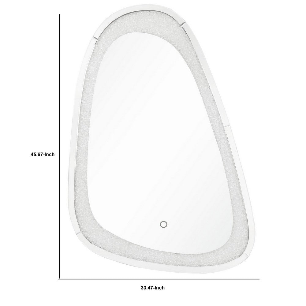 Irregular Beveled Wall Mirror with Touch Led, Silver - BM232516
