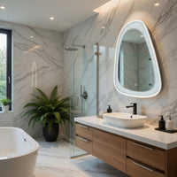 Irregular Beveled Wall Mirror with Touch Led, Silver - BM232516