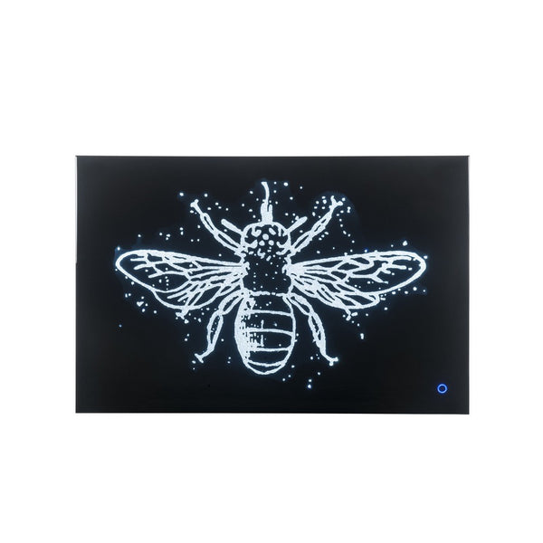 Rectangular Butterfly Wall Art with LED, Black and Silver - BM232519