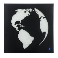Rectangular World Wall Art with LED, Black and Silver - BM232520