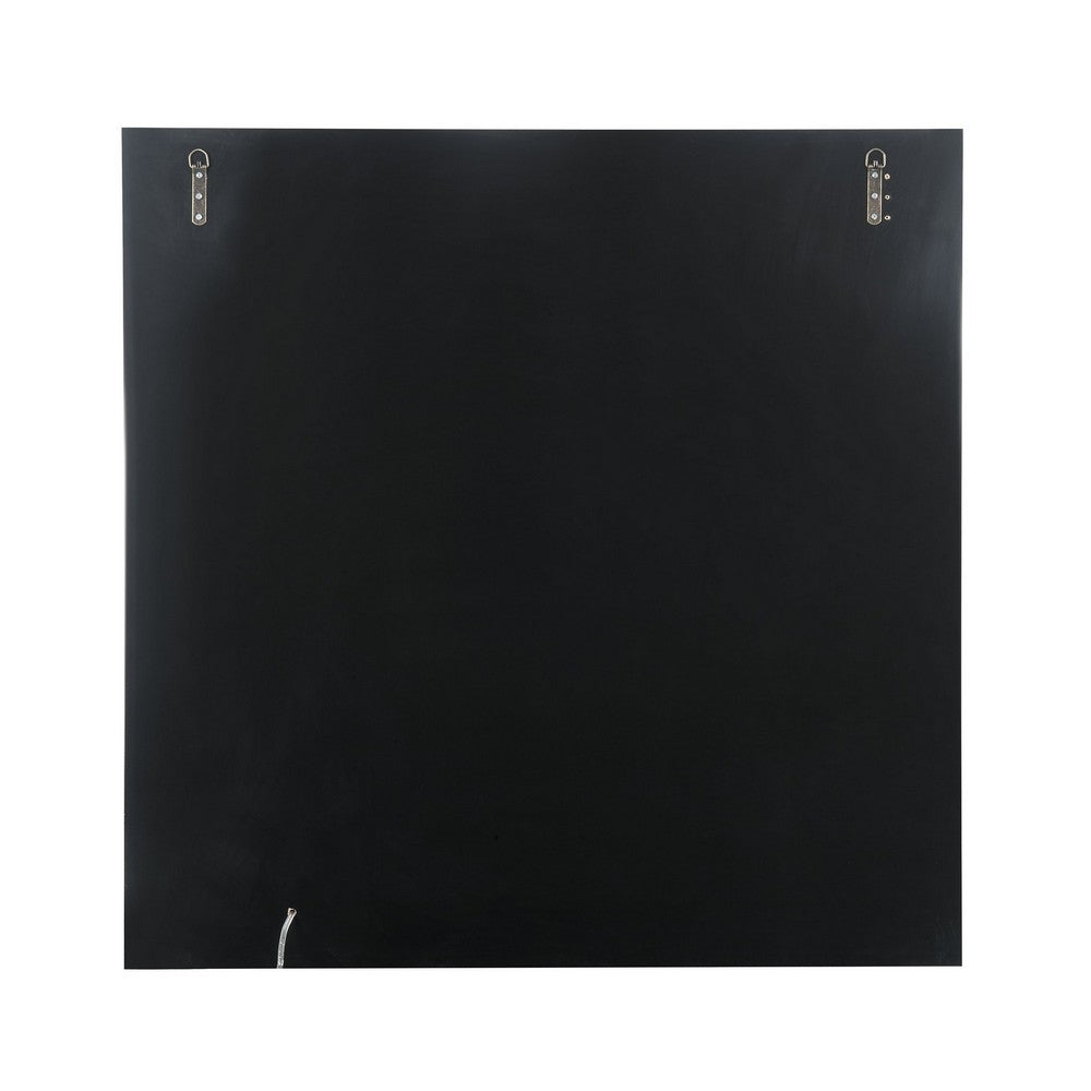 Rectangular World Wall Art with LED, Black and Silver - BM232520