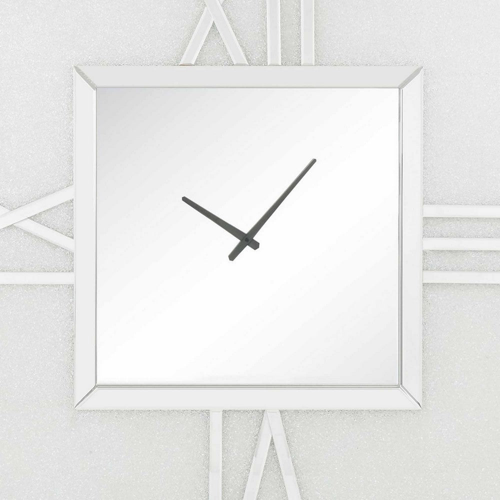 Analog Wall Clock with LED Light and Faux Gem Inlay, Silver - BM232525