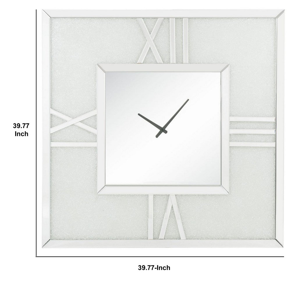 Analog Wall Clock with LED Light and Faux Gem Inlay, Silver - BM232525