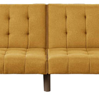 Fabric Adjustable Sofa with Tufted Details and Splayed Legs, Yellow - BM232613