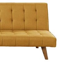 Fabric Adjustable Sofa with Tufted Details and Splayed Legs, Yellow - BM232613