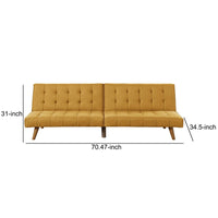 Fabric Adjustable Sofa with Tufted Details and Splayed Legs, Yellow - BM232613