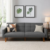 Fabric Adjustable Sofa with Square Tufted Back, Light Gray - BM232618