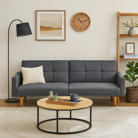 Fabric Adjustable Sofa with Square Tufted Back, Light Gray - BM232618