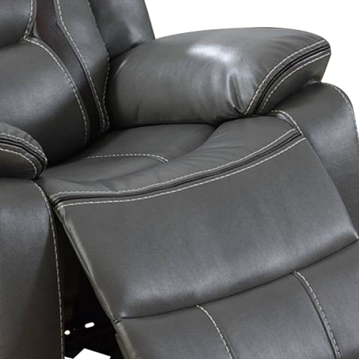 37 Inches Leatherette Glider Recliner with Pillow Arms, Gray - BM232628