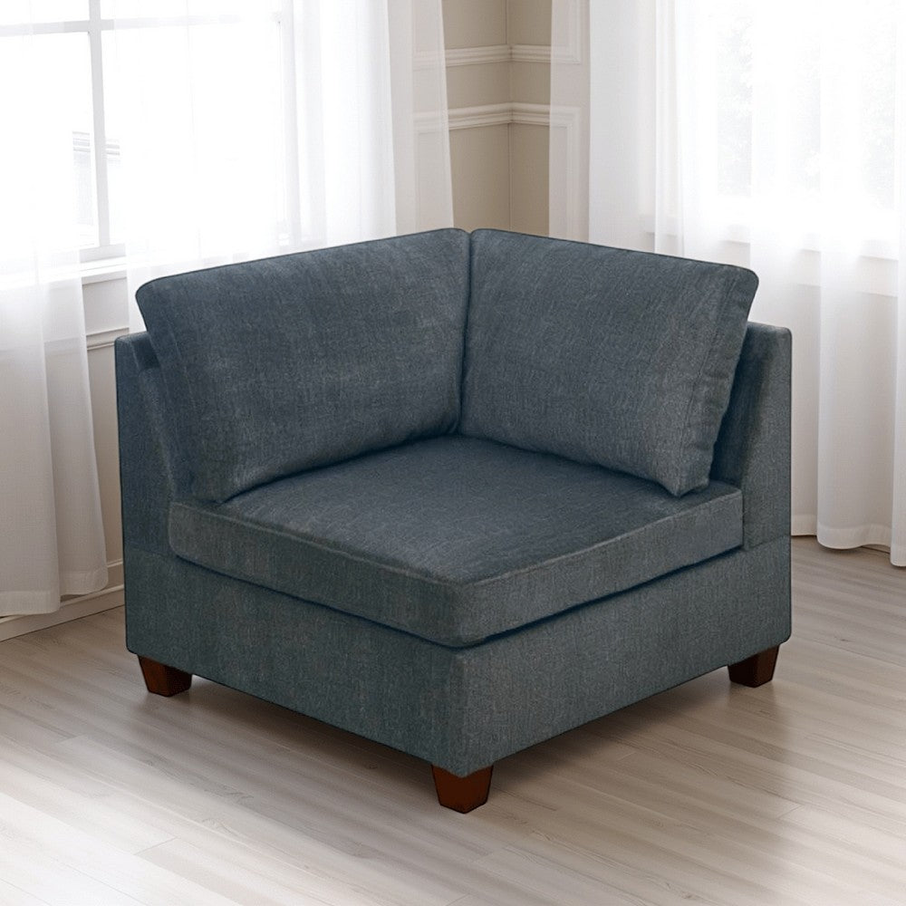 37 Inches Fabric Upholstered Wooden Corner Wedge, Gray - BM232629
