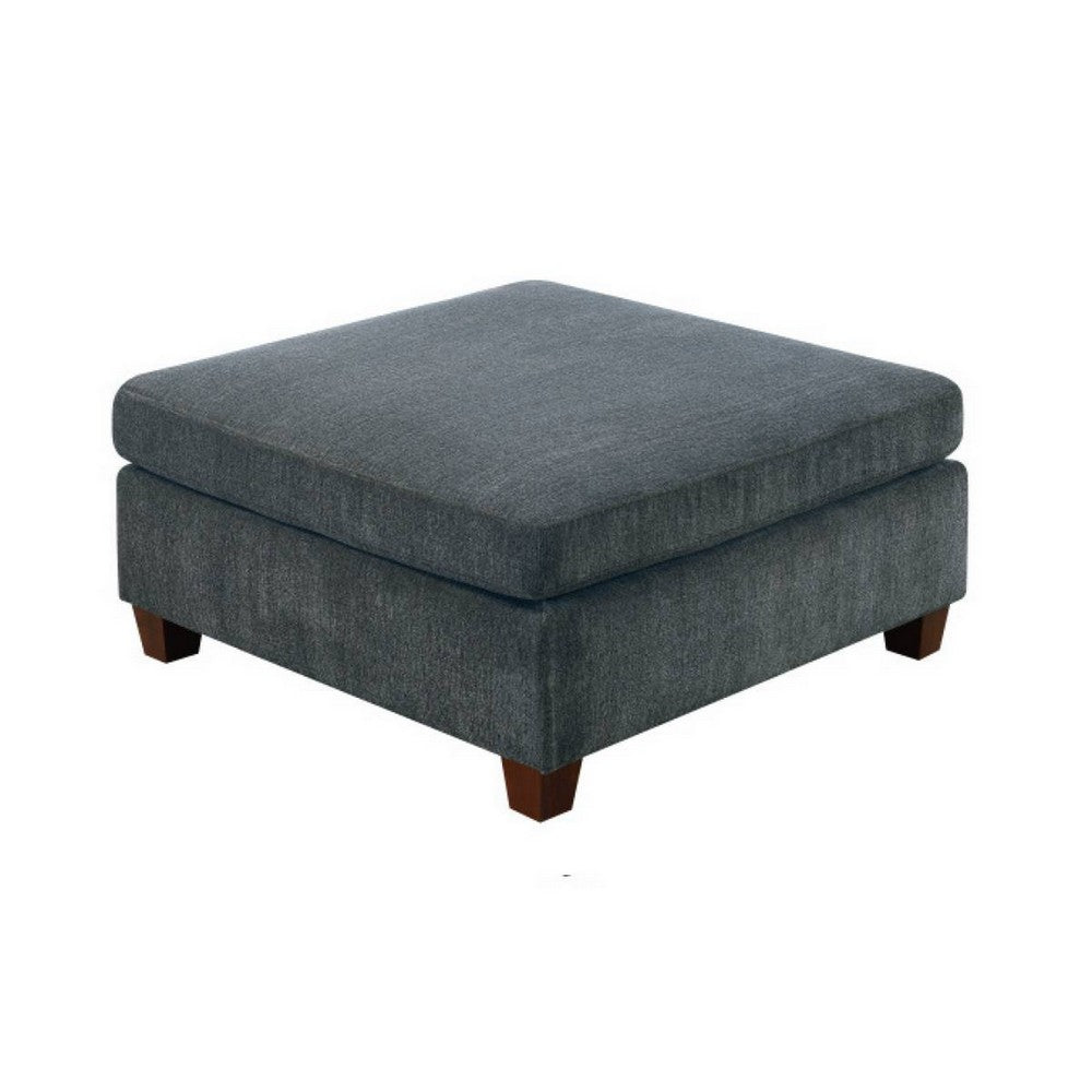 37 Inches Fabric Upholstered Wooden Ottoman, Gray - BM232630