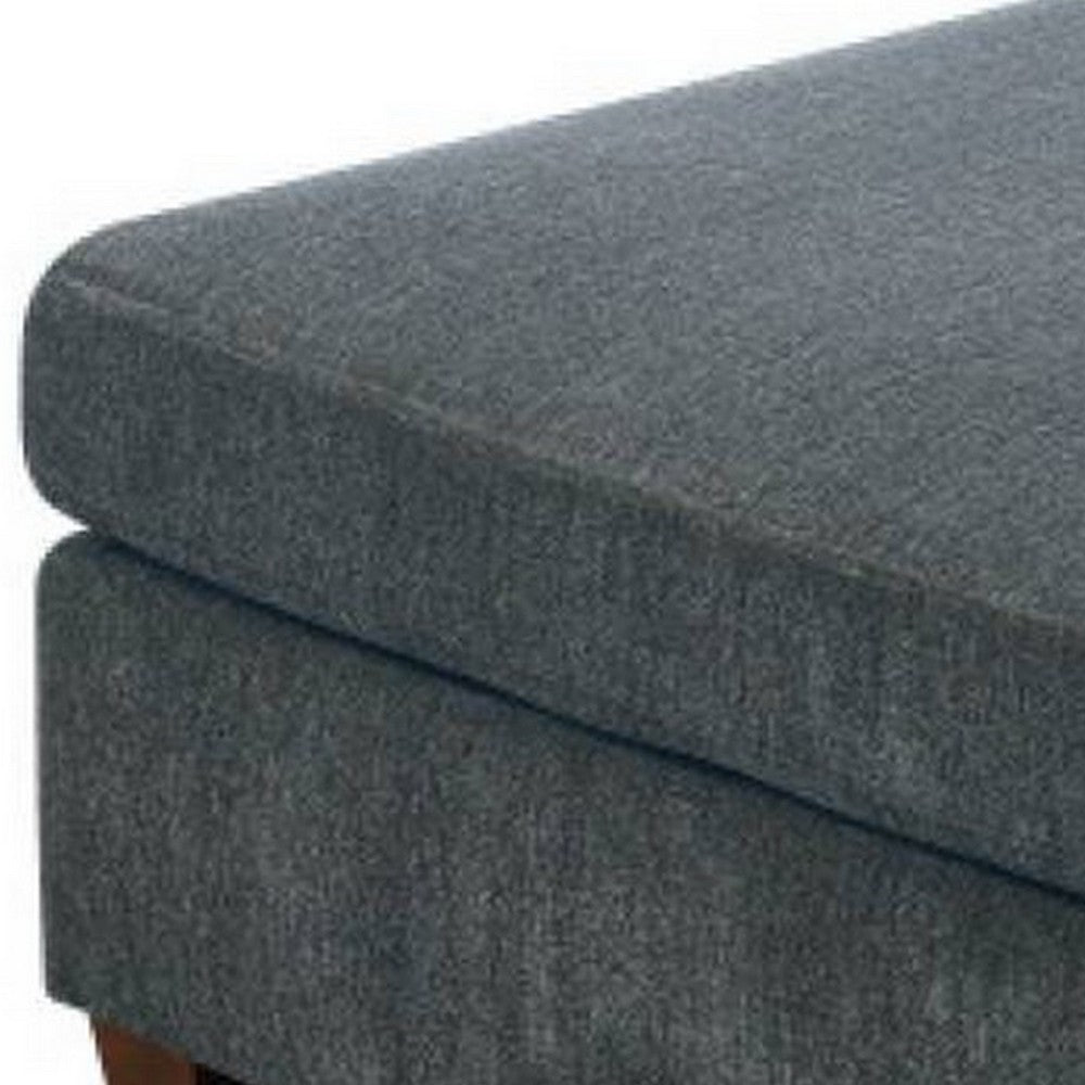 37 Inches Fabric Upholstered Wooden Ottoman, Gray - BM232630