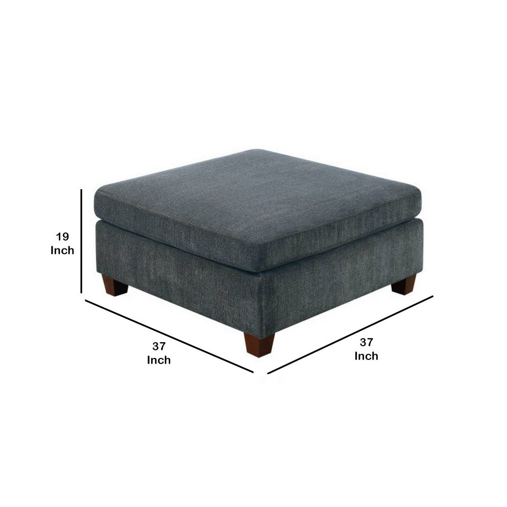 37 Inches Fabric Upholstered Wooden Ottoman, Gray - BM232630