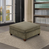 37 Inches Fabric Upholstered Wooden Ottoman, Taupe Brown - BM232632