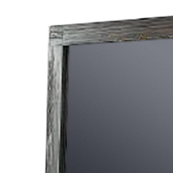 Wall Mirror with Rectangular Frame and Natural Wood Grain Details, Dark Brown - BM232680