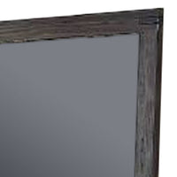 Wall Mirror with Rectangular Frame and Natural Wood Grain Details, Dark Brown - BM232680