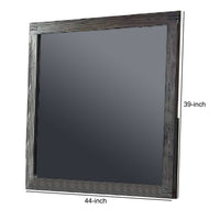 Wall Mirror with Rectangular Frame and Natural Wood Grain Details, Dark Brown - BM232680