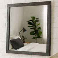 Wall Mirror with Rectangular Frame and Natural Wood Grain Details, Dark Brown - BM232680