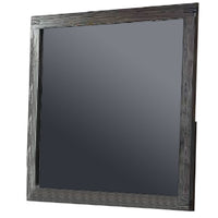 Wall Mirror with Rectangular Frame and Natural Wood Grain Details, Dark Brown - BM232680