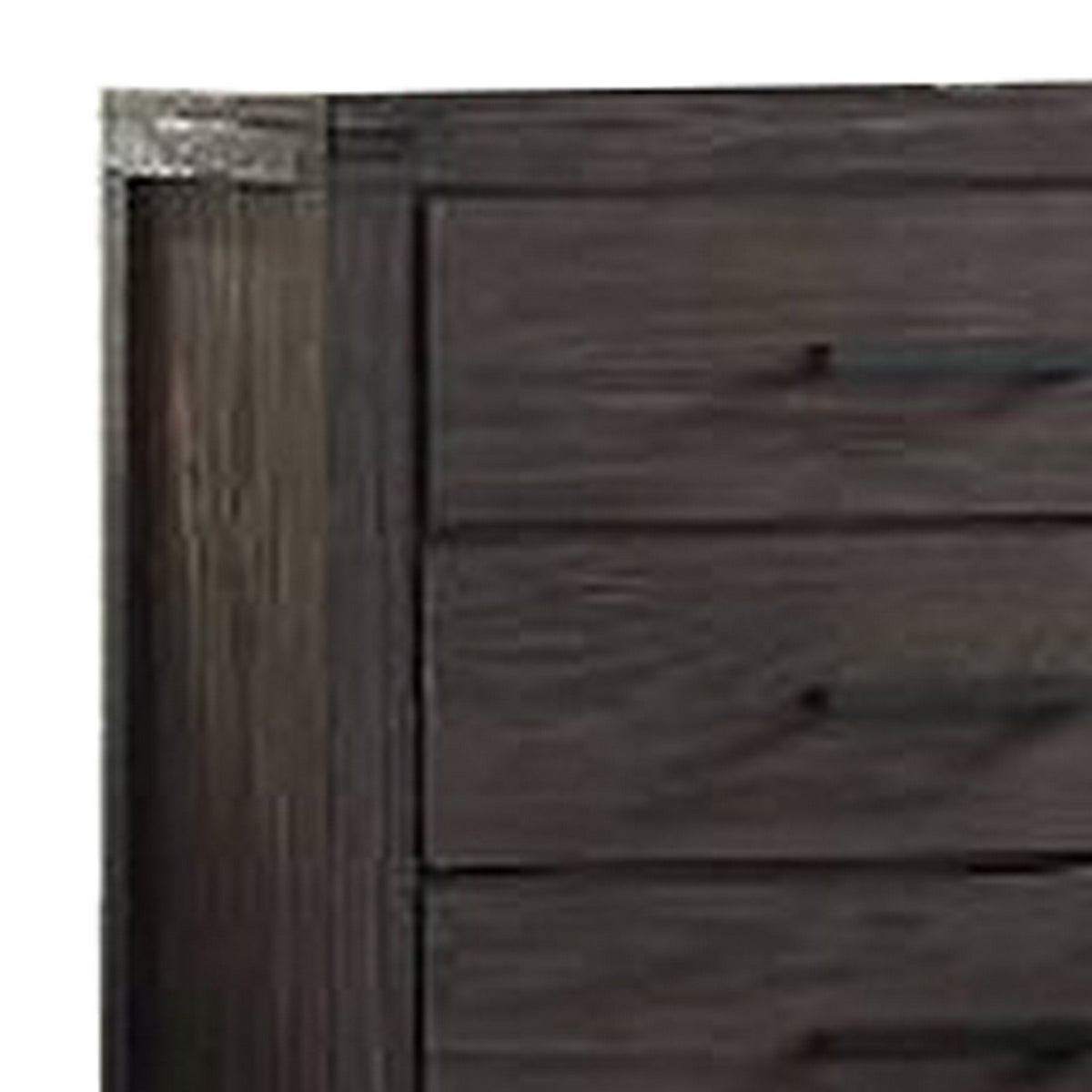 Wooden Chest with Metal Bar Handles and Five Drawers, Dark Brown  - BM232681