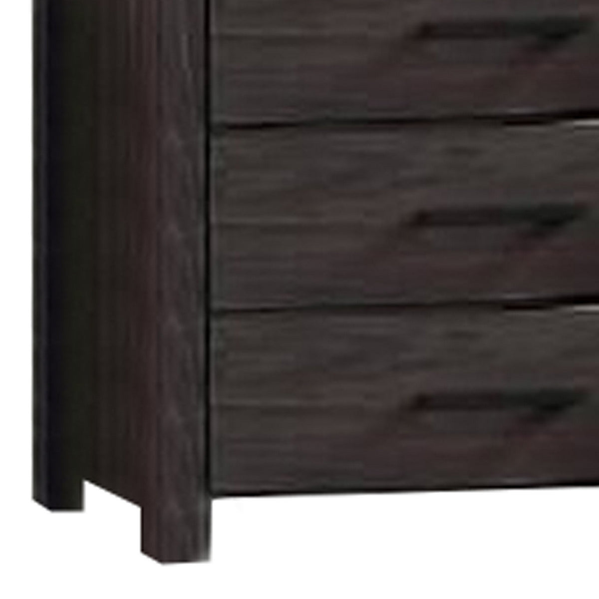 Wooden Chest with Metal Bar Handles and Five Drawers, Dark Brown  - BM232681