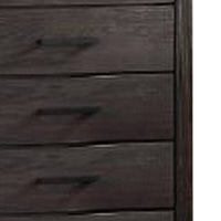 Wooden Chest with Metal Bar Handles and Five Drawers, Dark Brown  - BM232681