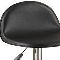 Adjustable Metal Bar Stools with Leatherette Upholstered Seat, Set of 2, Black - BM232879