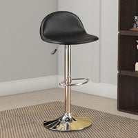 Adjustable Metal Bar Stools with Leatherette Upholstered Seat, Set of 2, Black - BM232879