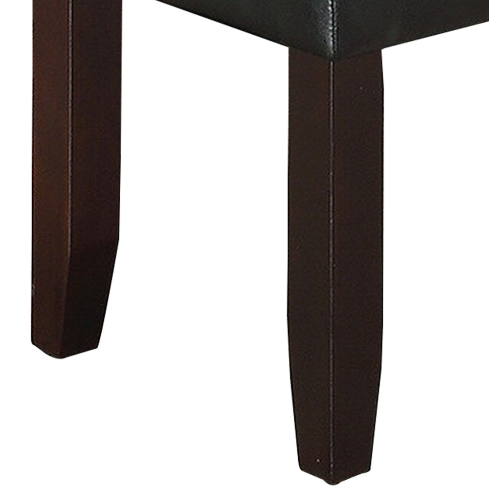 Dining Bench with Faux Leather Upholstery and Chamfered Feet, Black - BM232883