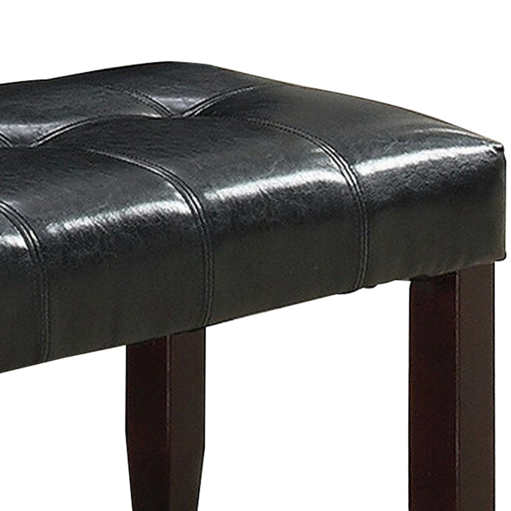 Dining Bench with Faux Leather Upholstery and Chamfered Feet, Black - BM232883