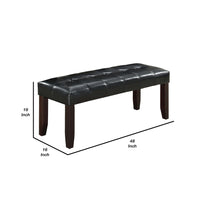 Dining Bench with Faux Leather Upholstery and Chamfered Feet, Black - BM232883