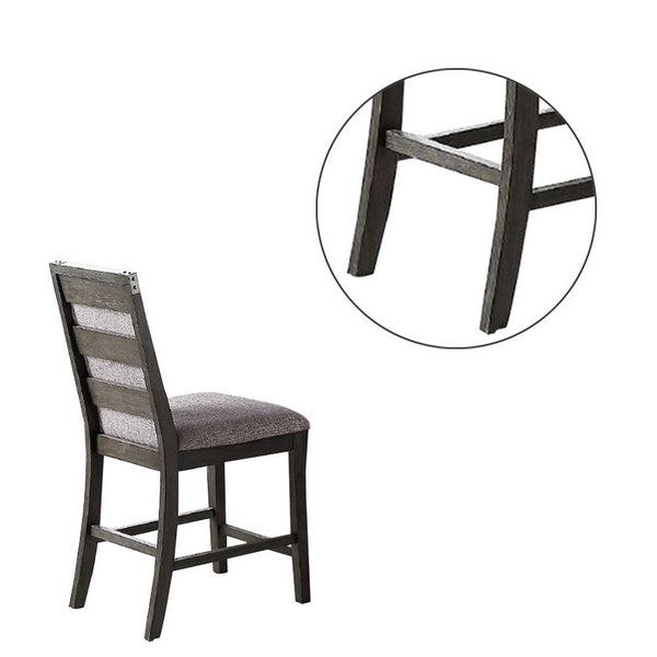 Wooden High Chairs with Upholstered Seat and Backrest, Set of 2, Gray - BM232886
