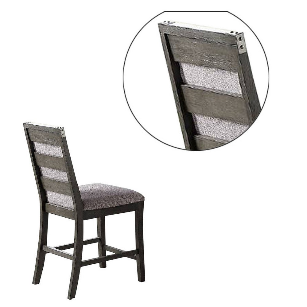 Wooden High Chairs with Upholstered Seat and Backrest, Set of 2, Gray - BM232886