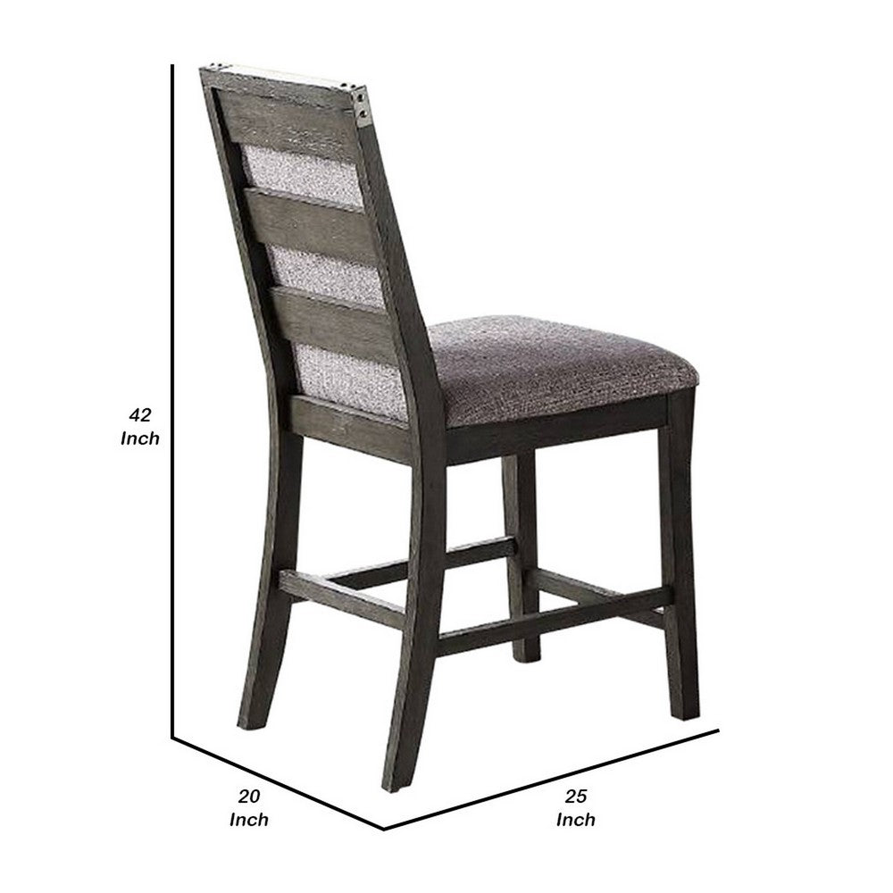 Wooden High Chairs with Upholstered Seat and Backrest, Set of 2, Gray - BM232886