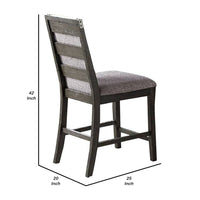 Wooden High Chairs with Upholstered Seat and Backrest, Set of 2, Gray - BM232886