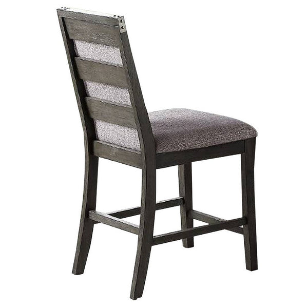 Wooden High Chairs with Upholstered Seat and Backrest, Set of 2, Gray - BM232886