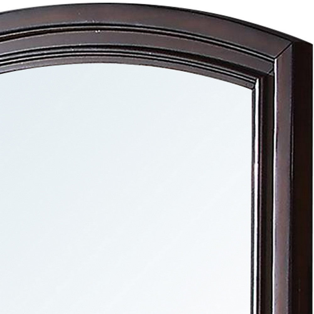 Wooden Mirror with Raised Frame and Molded Details, Brown - BM232902
