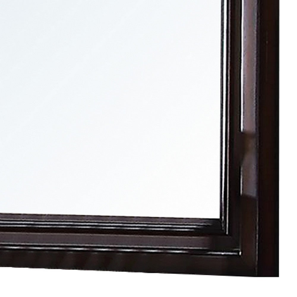 Wooden Mirror with Raised Frame and Molded Details, Brown - BM232902