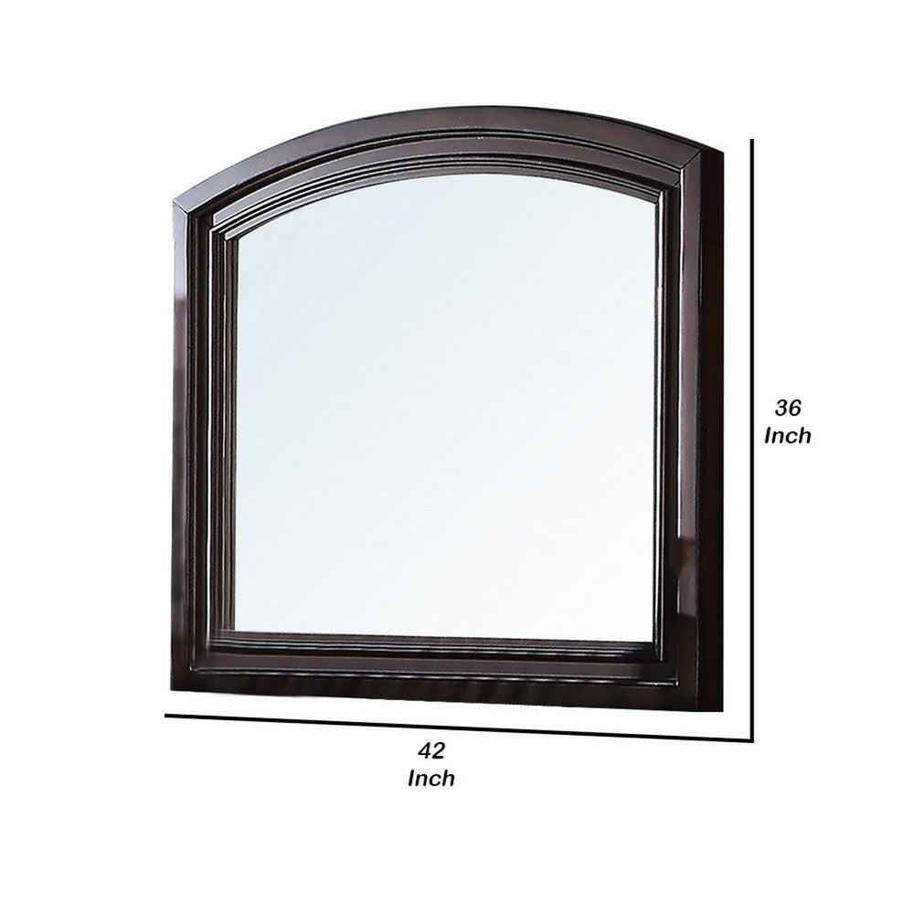 Wooden Mirror with Raised Frame and Molded Details, Brown - BM232902