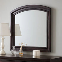 Wooden Mirror with Raised Frame and Molded Details, Brown - BM232902